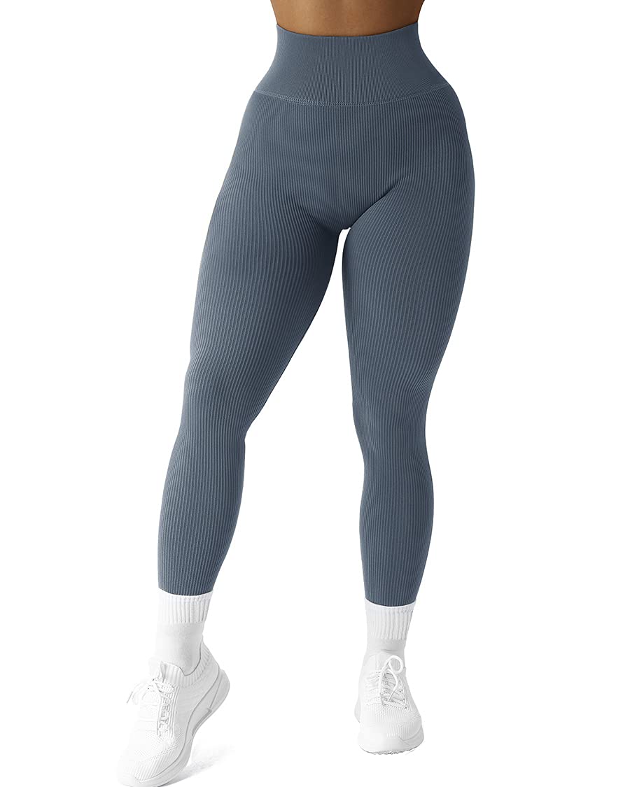 SUUKSESS Women Ribbed Seamless Leggings High Waisted Workout Gym Yoga Pants