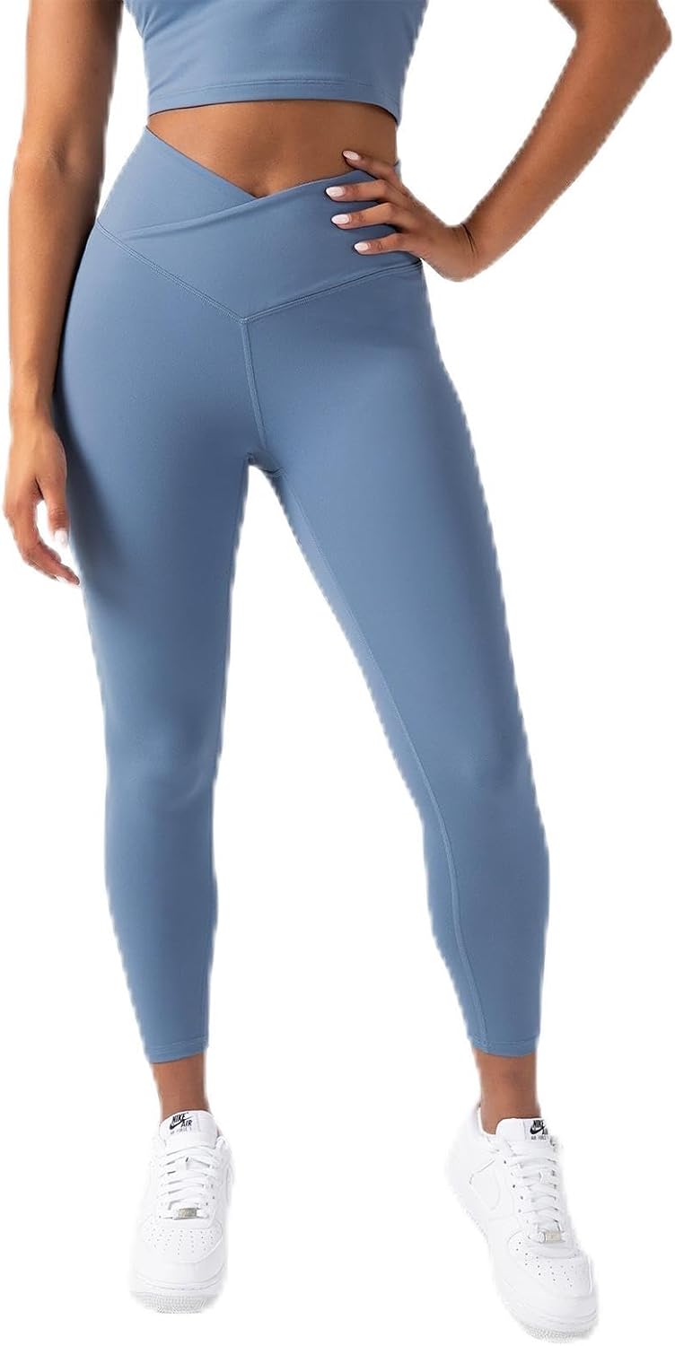 YITTY Active Women's Ultraluxe Crossover High-Waist Legging, Athleisure, 4-Way-Stretch, Elemental Blue, XXL/1X, 7/8 Length
