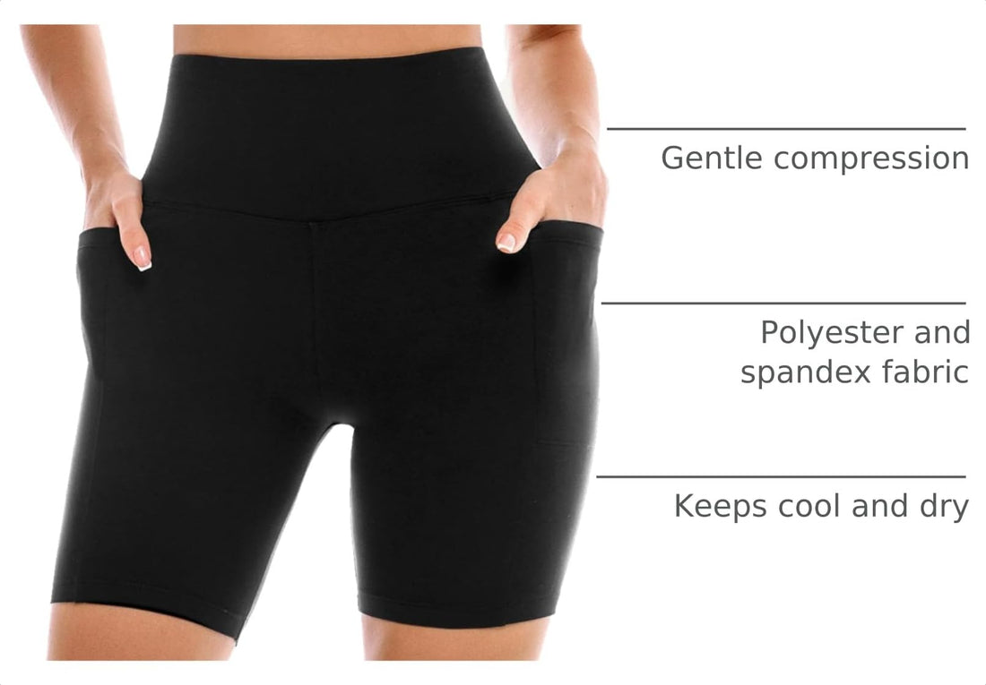 Leafigure 2 Pack Womens Biker Shorts with Pockets, High Waisted Tummy Control Yoga Shorts for Women Running Gym and Workout