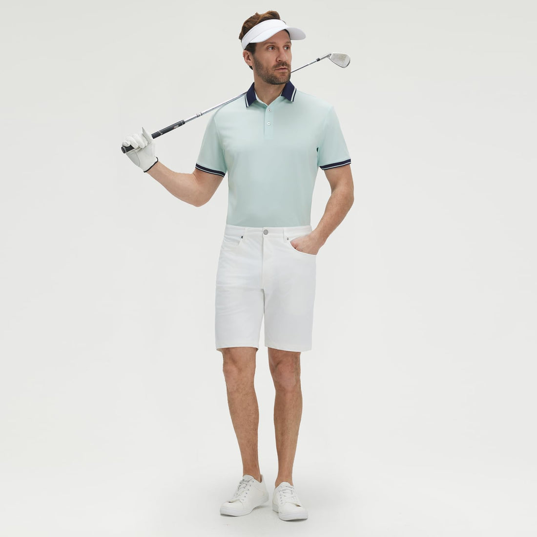 M MAELREG Golf Shirts for Men Short Sleeve with Contrast Collar & Cuffs Performance Dry Fit Stretch Solid Casual Polo Shirts