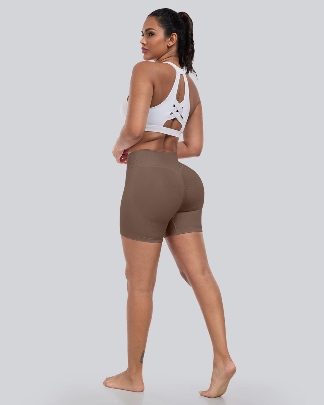 CHRLEISURE Workout Shorts for Women, High Waisted Butt Lifting Scrunch Sports Seamless Gym Shorts Set