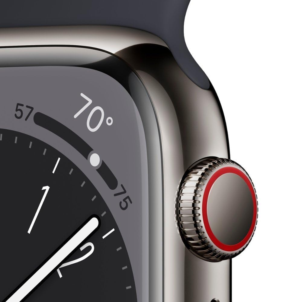 Apple Watch Series 8 [GPS, 45mm] - Midnight Aluminum Case with Midnight Sport Band, M/L (Renewed)