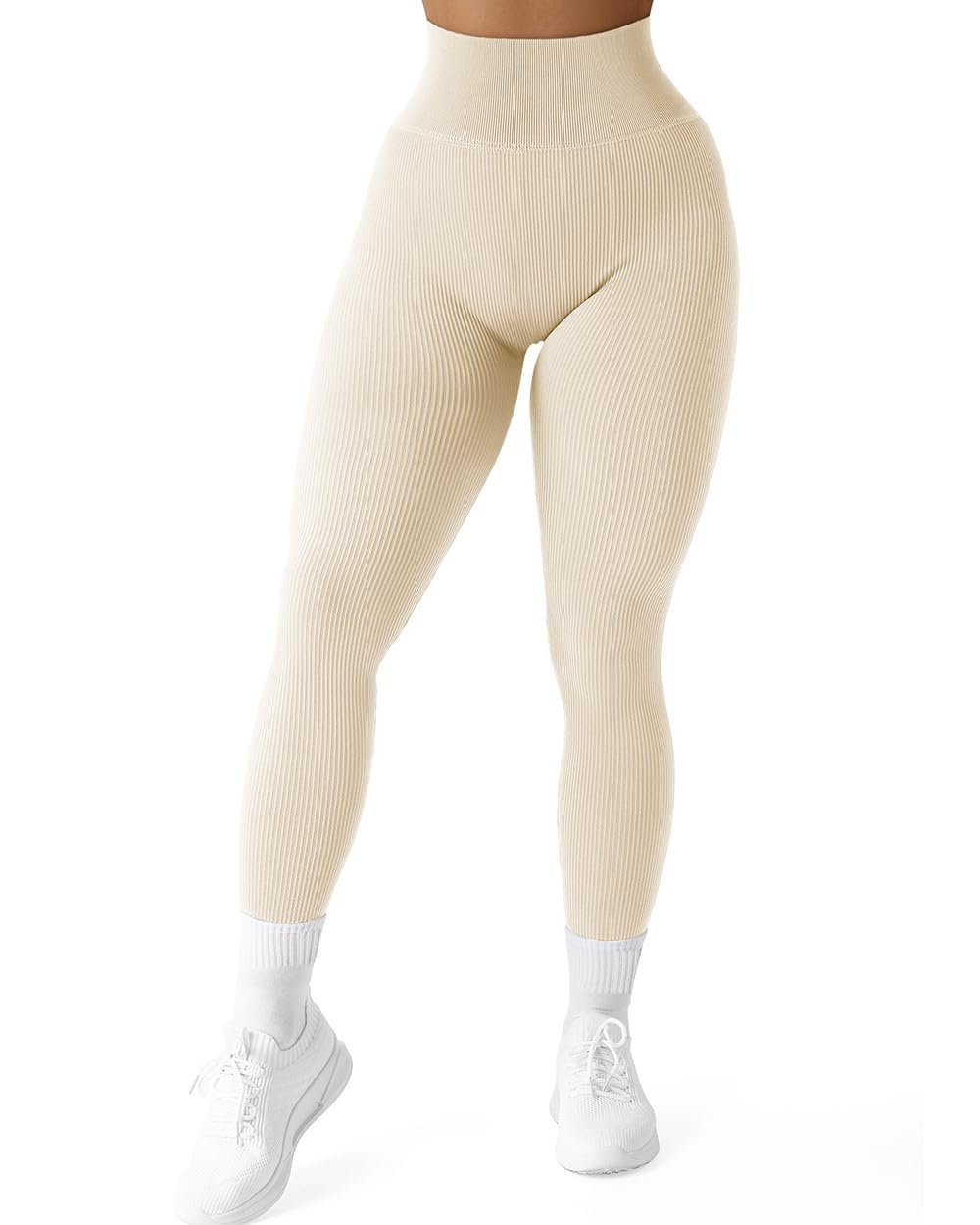 SUUKSESS Women Ribbed Seamless Leggings High Waisted Workout Gym Yoga Pants