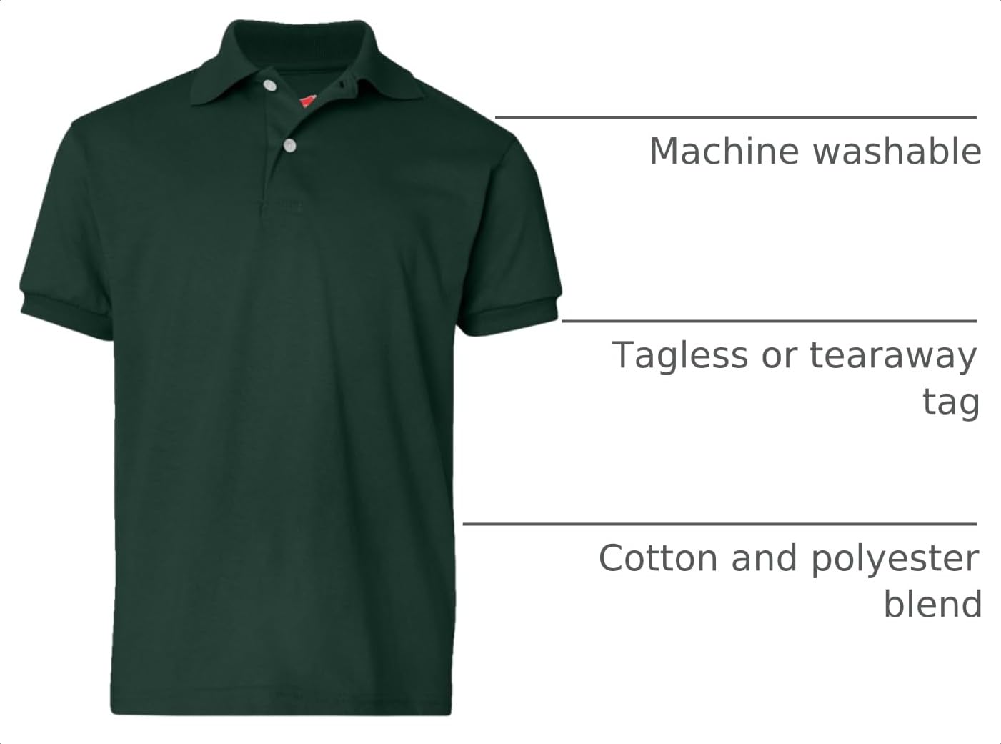 Hanes Boys' Short Sleeve Eco Smart Jersey Polo