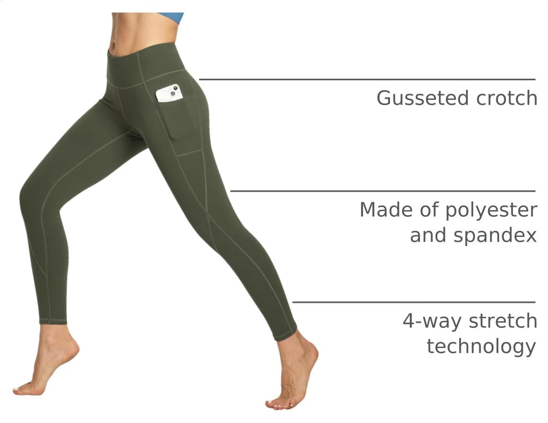 Heathyoga Leggings with Pockets for Women Tummy Control High Waisted Yoga Pants Women Compression Workout Leggings