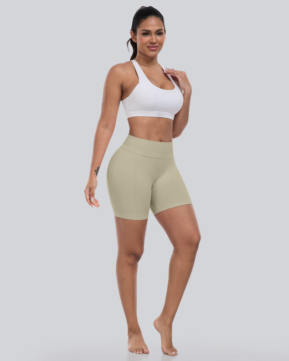 CHRLEISURE Workout Shorts for Women, High Waisted Butt Lifting Scrunch Sports Seamless Gym Shorts Set