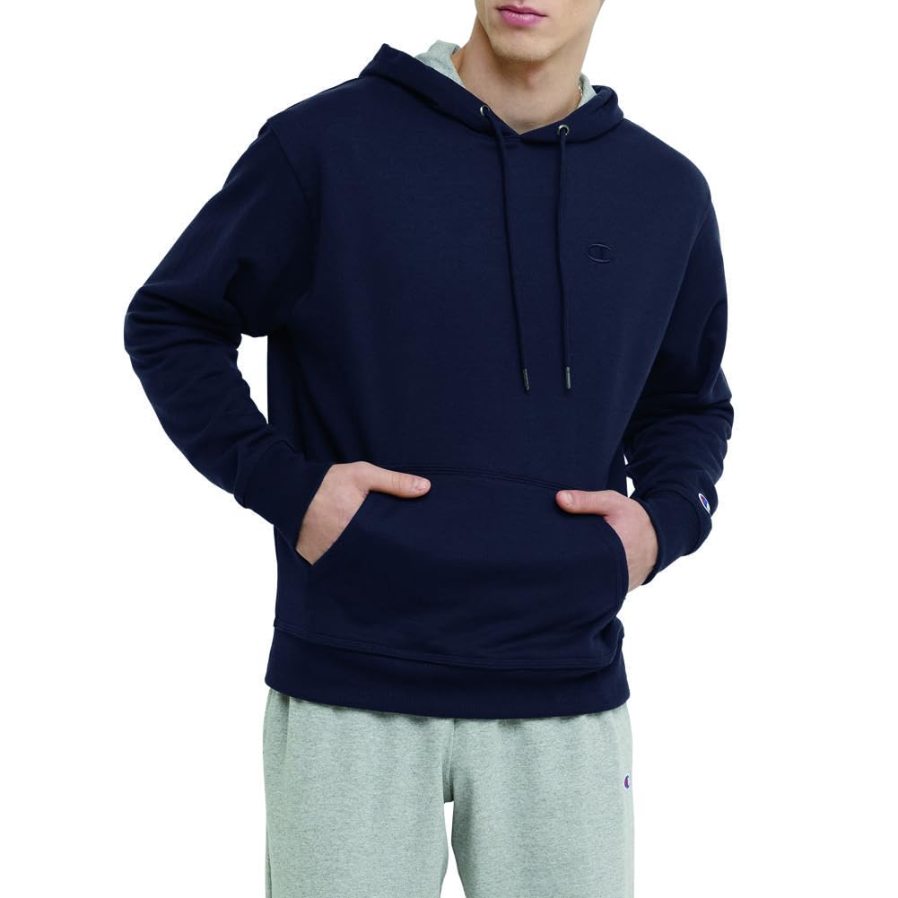 Champion Men's Pullover Fleece Hoodie, Standard Fit, Midweight, C Logo, Available in Regular and Big & Tall