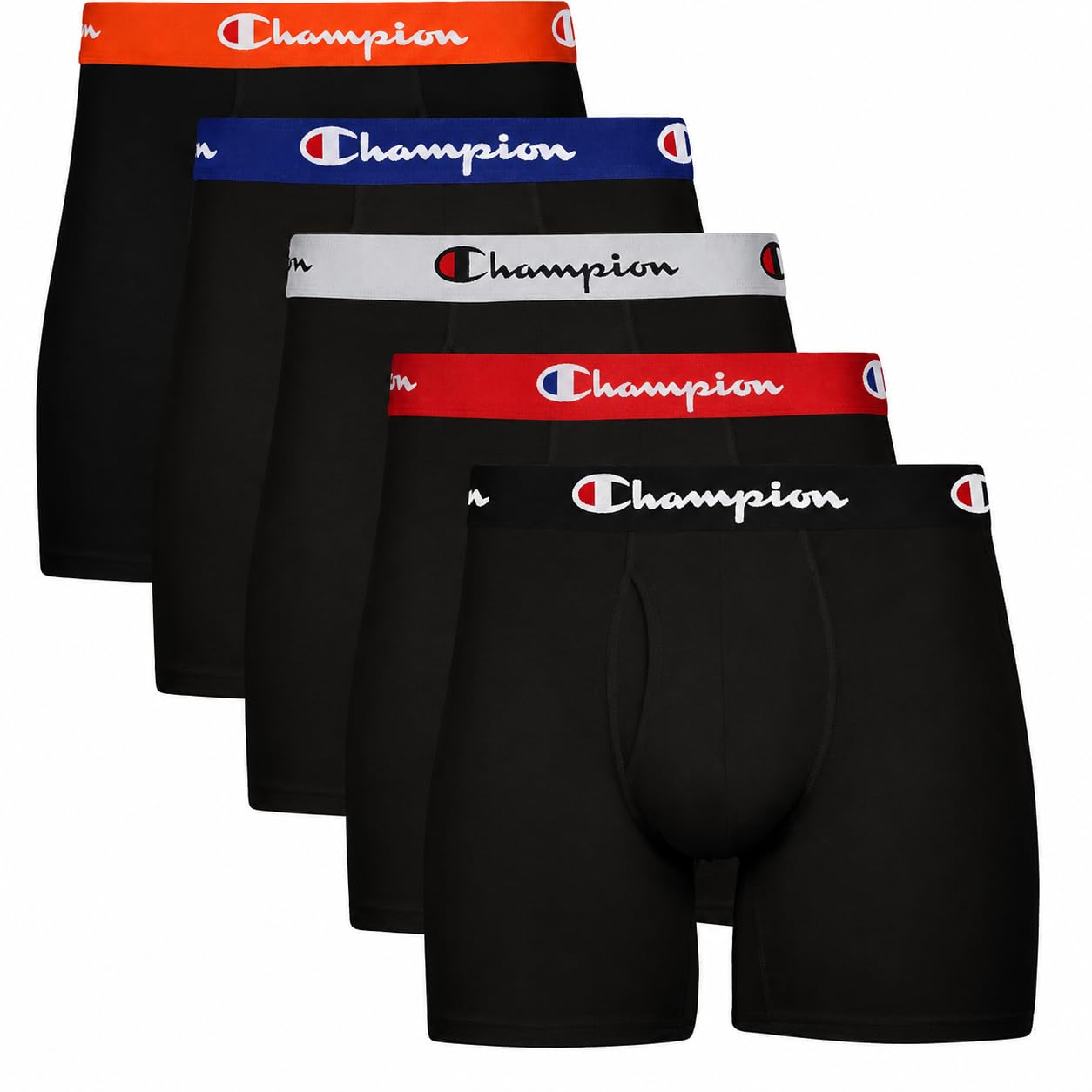 Champion Men's Everyday Cotton Stretch 5 Pack Boxer Briefs, Total Support Pouch, Moisture-Wicking, No Ride-up Fit