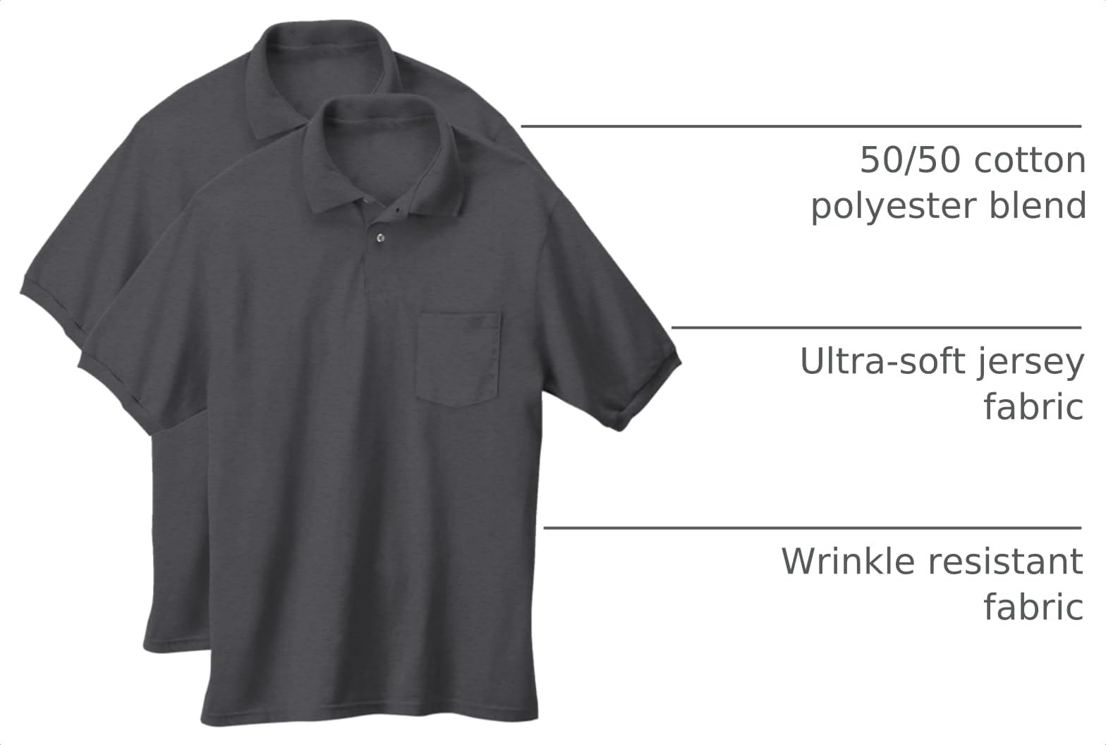 Hanes Men's Short Sleeve Jersey Pocket Polo (Pack of 2)