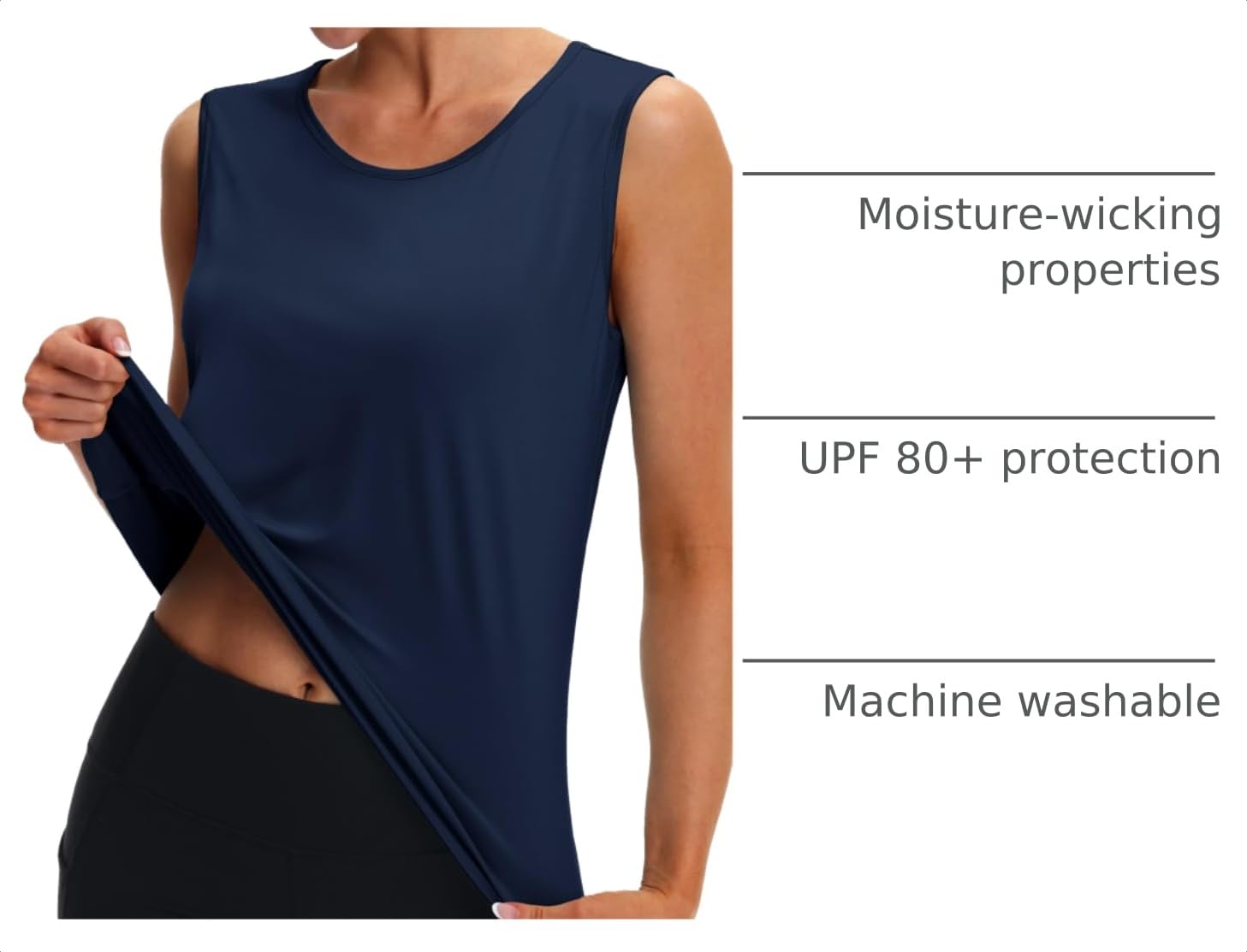 MAGCOMSEN Women's Workout Tank Top Athletic Muscle Sleeveless Crew Neck Shirt UPF 80+ Moisture Wicking Gym Running