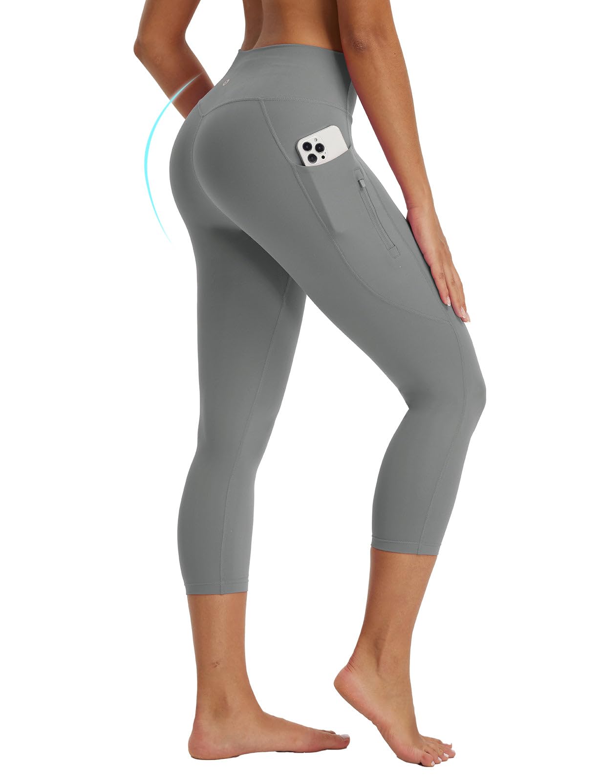 baleaf Women's Capri Leggings with 3 Pockets Tummy Control 21" Inseam Workout Capris Yoga Pants