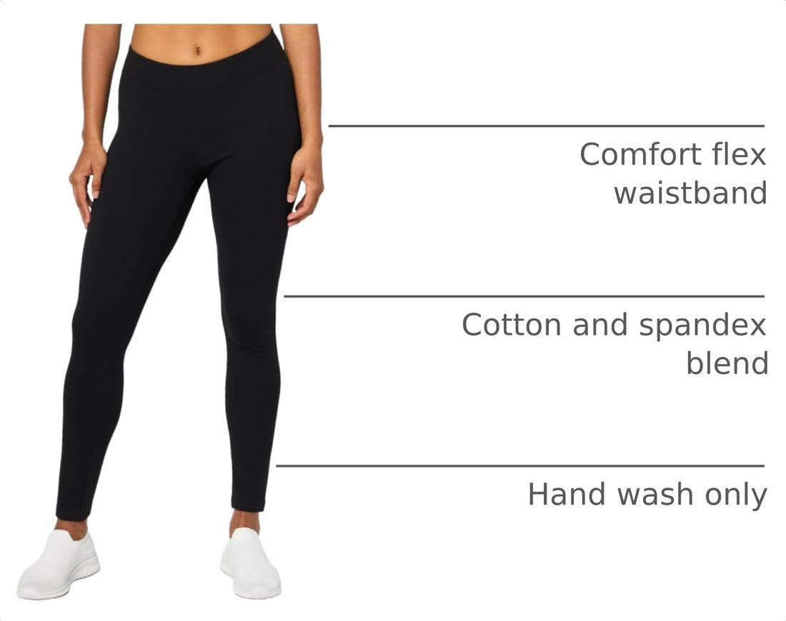 L'eggs Casual Women's Cotton Leggings for All Day Wear, Premium Blend, Stretchy Comfort Waistband, Black