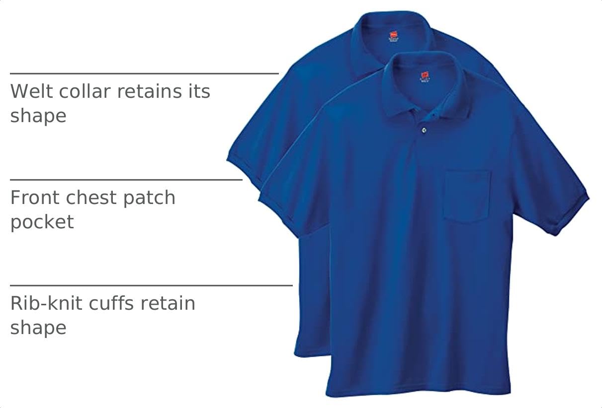 Hanes Men's Short Sleeve Jersey Pocket Polo (Pack of 2)