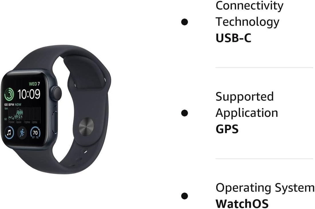 Apple Watch SE (2nd Gen) (GPS, 40mm) - Starlight Aluminum Case with Starlight Sport Band, S/M (Renewed Premium)
