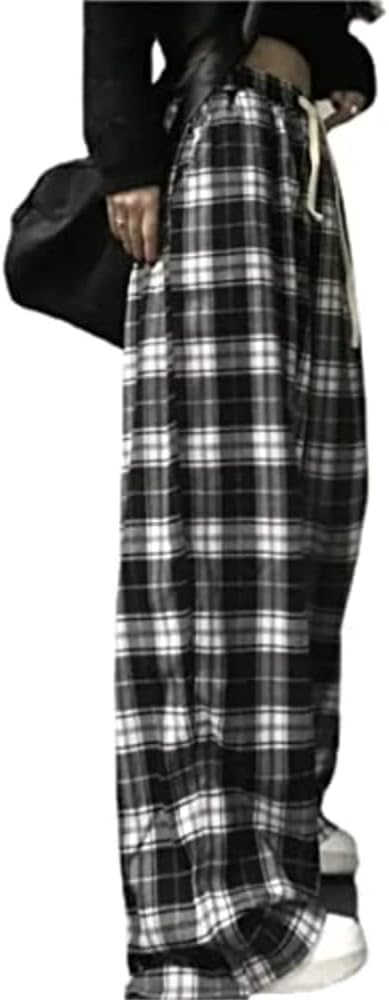 Woman Casual Plaid Y2K Pants Goth Baggy Pants Grunge Alt Clothes