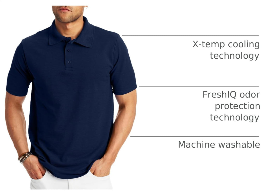 Hanes Men’s X-Temp Short Sleeve Polo Shirt, Midweight Men's Shirt