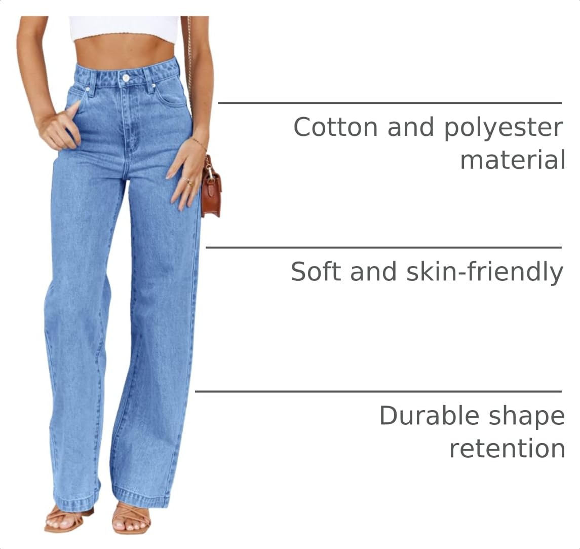 Cicy Bell Women's High Waisted Petite Jeans Boyfriend Baggy Straight Leg Casual Denim Pants with Pockets