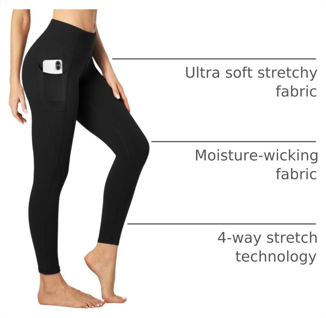 Heathyoga Leggings with Pockets for Women Tummy Control High Waisted Yoga Pants Women Compression Workout Leggings