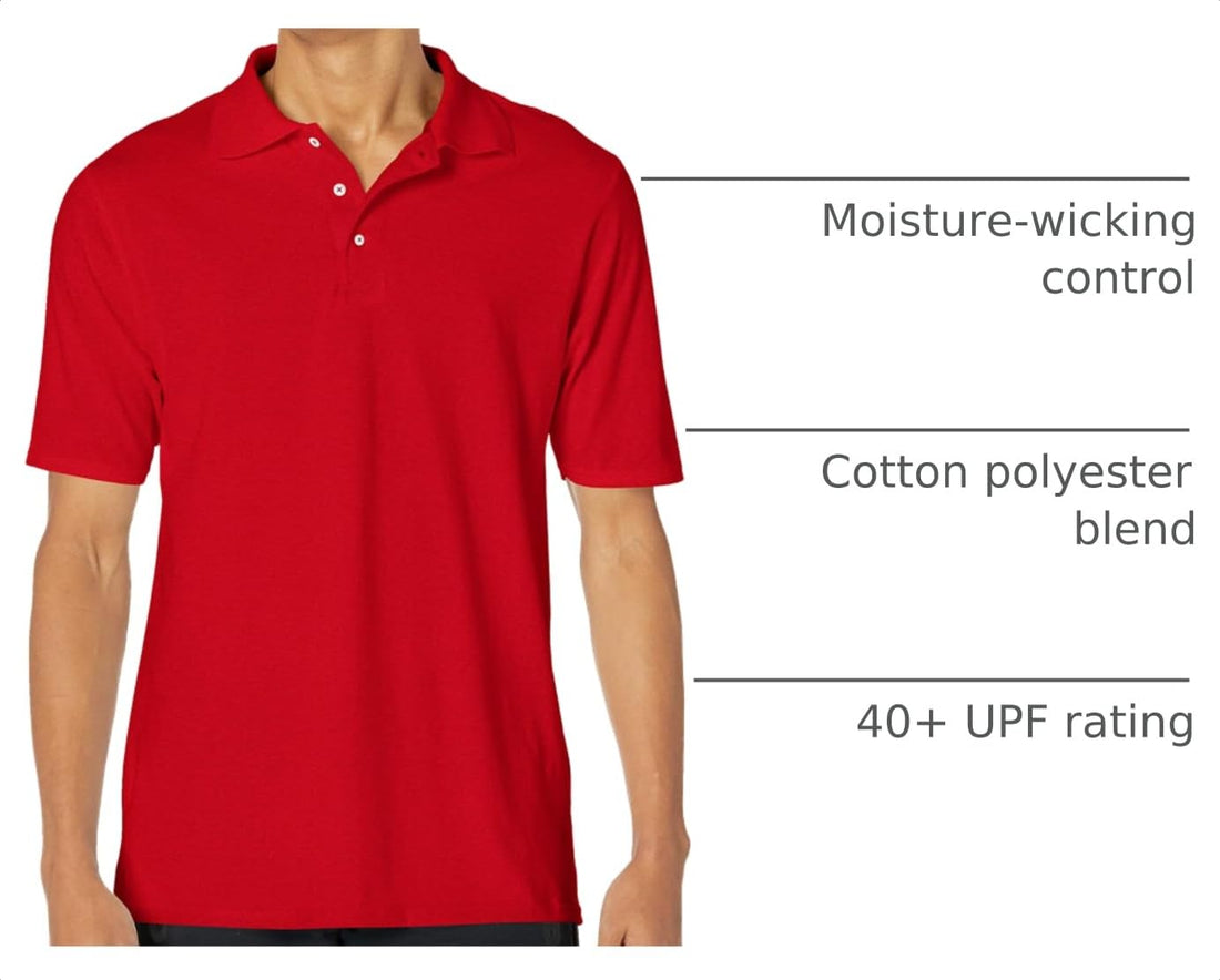 Hanes mens X-temp Performance Polo, Cotton Blend Sport Shirt for Men With Odor Control