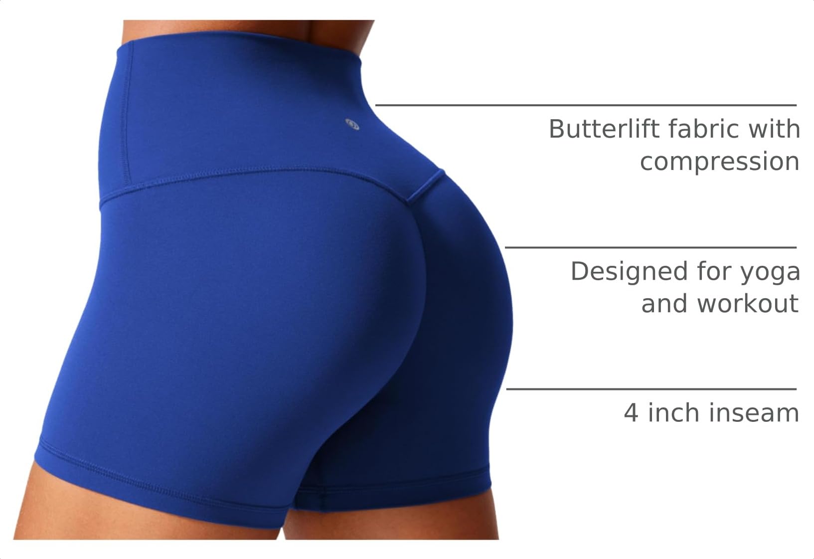 CRZ YOGA Secretsculpt Biker Shorts 4" | Booty Scrunch Butt, Butterlift, Buttery Soft, Moderate Compression, Workout, Pilates, No Front Seam, High Waist, for Women