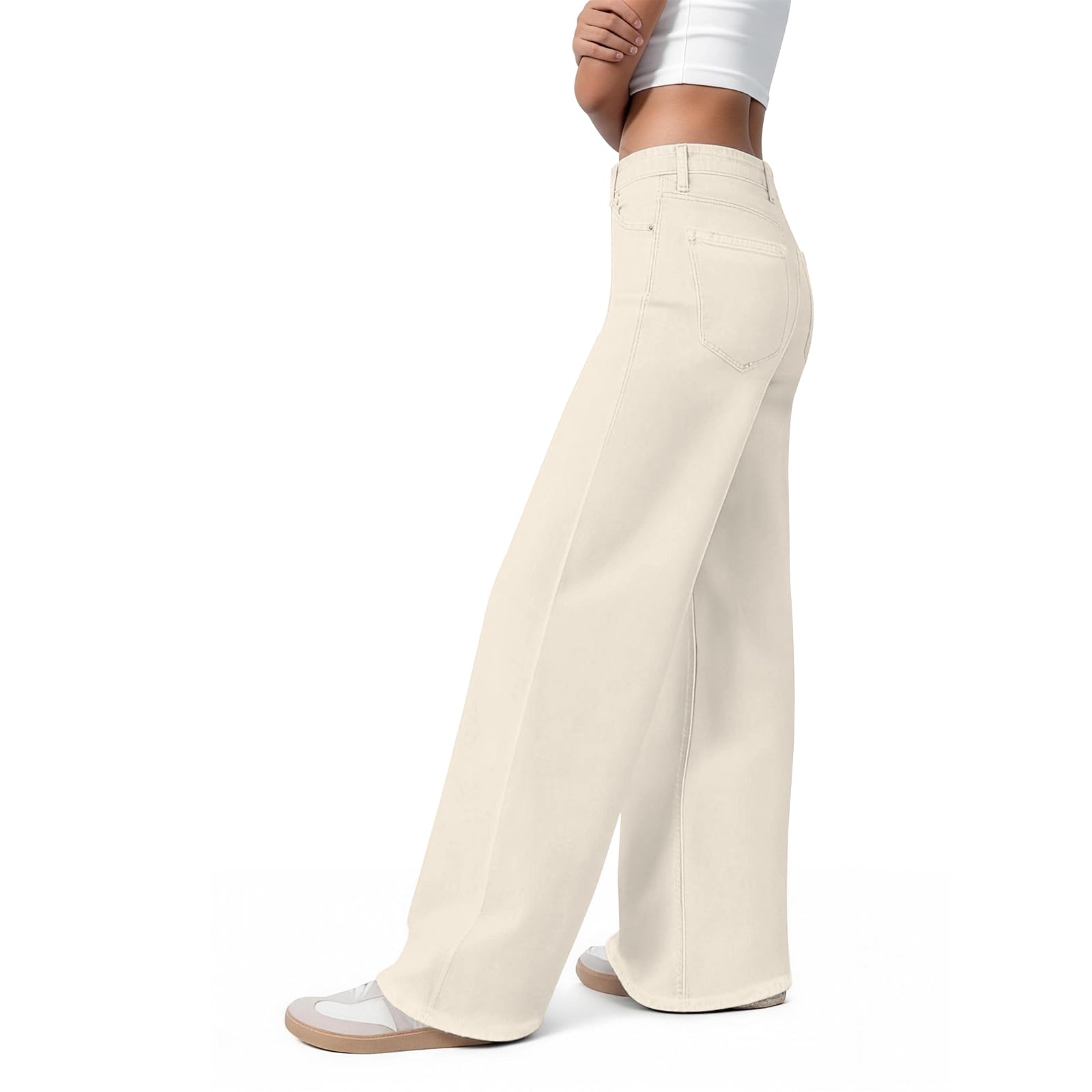 Women's Wide Leg Jeans High Waisted Baggy Straight Leg Loose Stretchy Casual Denim Pants