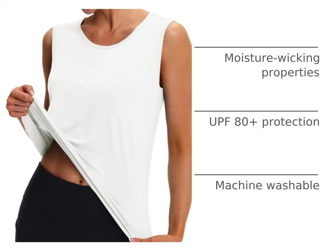 MAGCOMSEN Women's Workout Tank Top Athletic Muscle Sleeveless Crew Neck Shirt UPF 80+ Moisture Wicking Gym Running