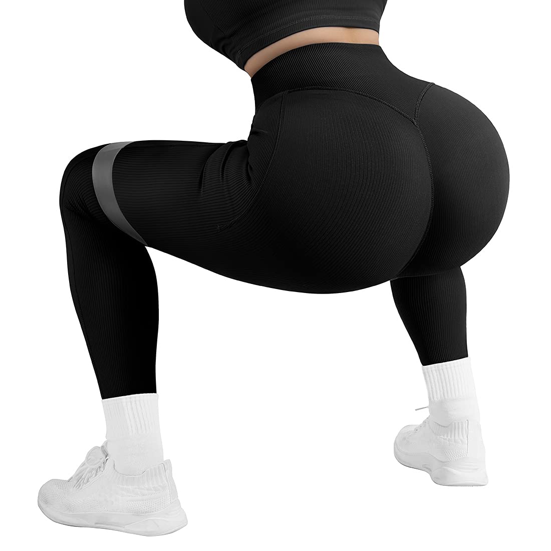 SUUKSESS Women Ribbed Seamless Leggings High Waisted Workout Gym Yoga Pants
