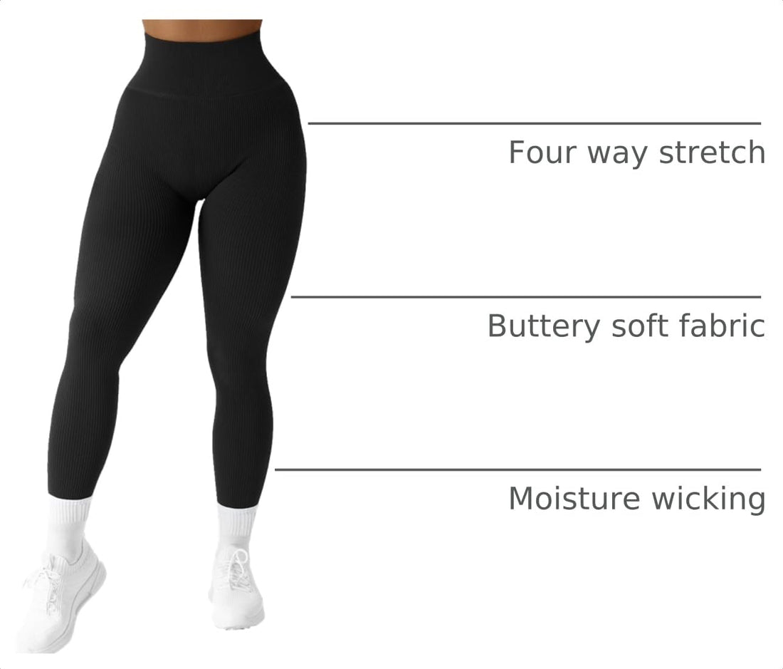 SUUKSESS Women Ribbed Seamless Leggings High Waisted Workout Gym Yoga Pants