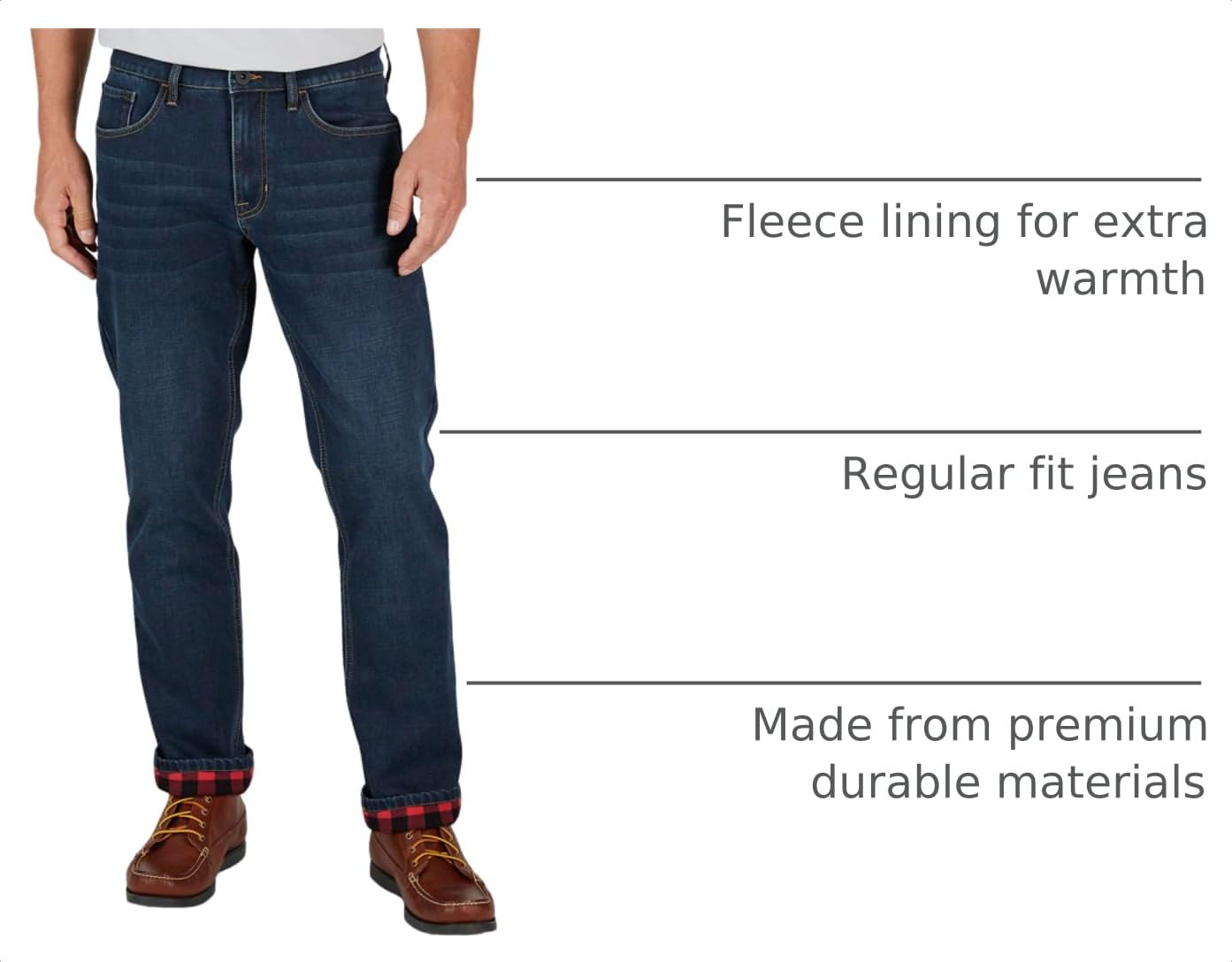 Weatherproof Vintage Fleece Lined Jeans Men - Regular Fit | Soft & Warm, Cold Weather Insulated Fleece Winter Pants for Men