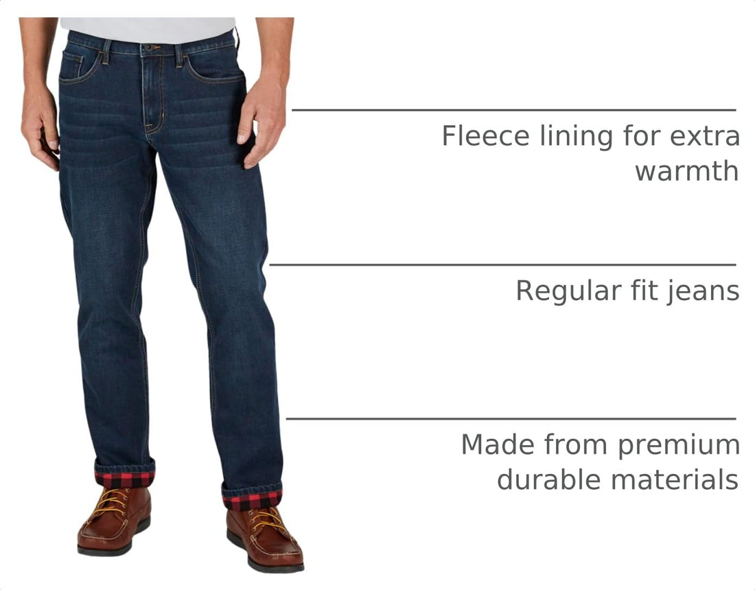 Weatherproof Vintage Fleece Lined Jeans Men - Regular Fit | Soft & Warm, Cold Weather Insulated Fleece Winter Pants for Men