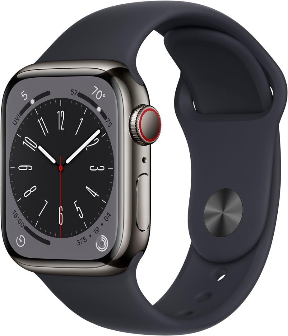 Apple Watch Series 8 [GPS, 45mm] - Midnight Aluminum Case with Midnight Sport Band, M/L (Renewed)