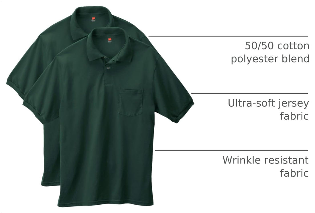 Hanes Men's Short Sleeve Jersey Pocket Polo (Pack of 2)
