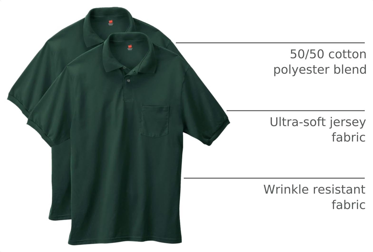 Hanes Men's Short Sleeve Jersey Pocket Polo (Pack of 2)