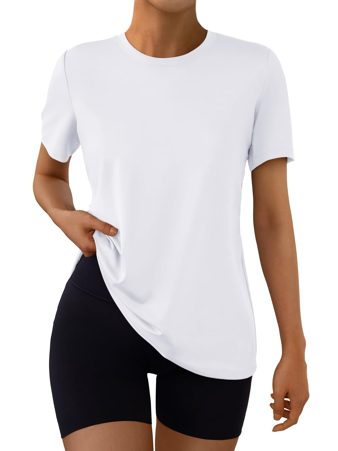 AUTOMET Women's Workout Shirts Short Sleeve Tops for Running Hiking Gym Athletic