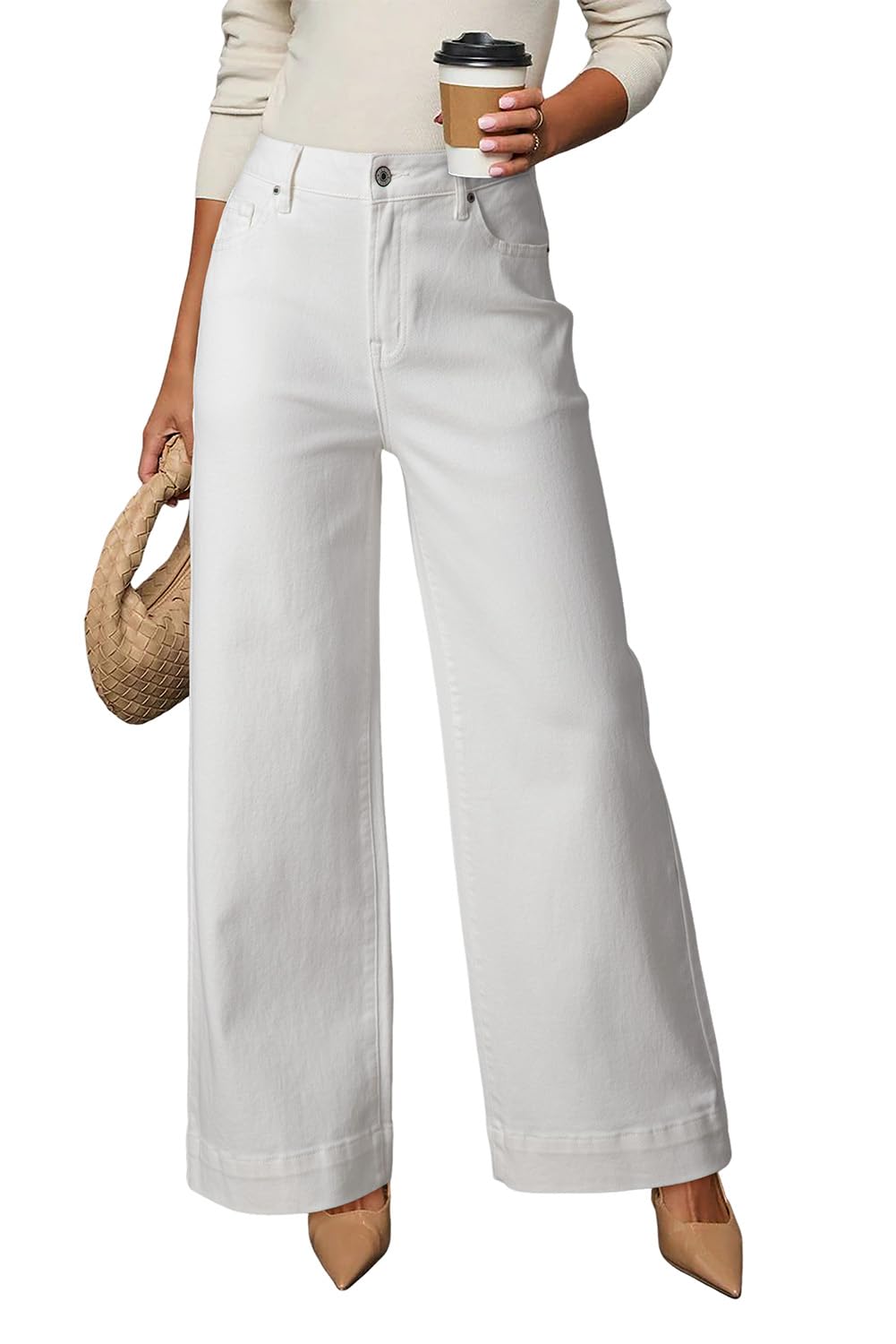 Dokotoo Women's Casual High Waisted Jeans Stretch Wide Leg Loose Denim Pant | Baggy Jeans Women, Stretchy Straight Leg Pants, High Waisted Jeans for Women, Loose Fit, Casual Wear