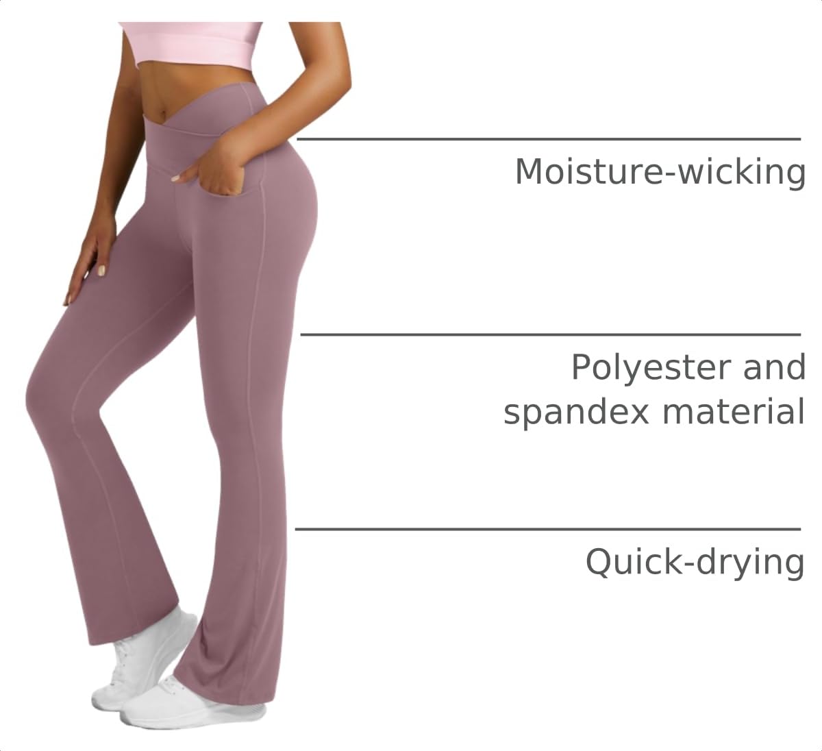 Flare Leggings for Women Yoga Pants with Pockets High Waisted Crossover Flare Leggings Bootcut Casual Yoga Pants