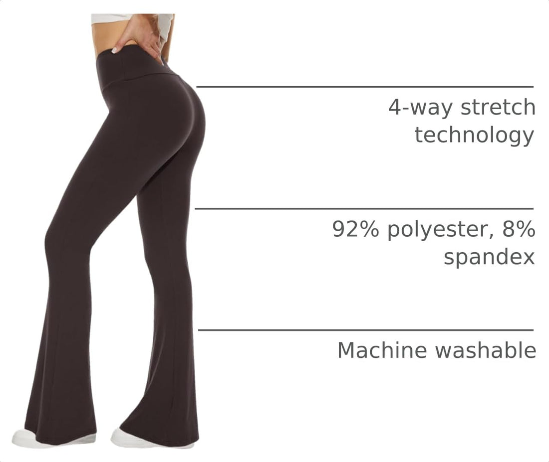 Sundwudu Black Flare Yoga Pants for Women - Soft High Waist Bootcut Leggings Tall & Long Bootleg Pants for Women