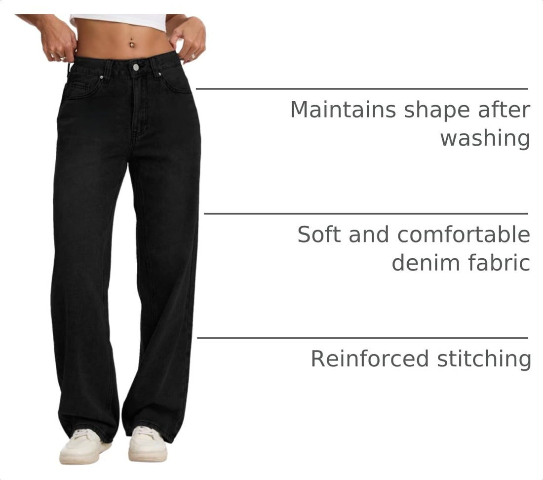 Straight Leg Jeans for Women Mid Waisted Casual Washed Vintage Loose Fit Boyfriend Jeans Denim Pants