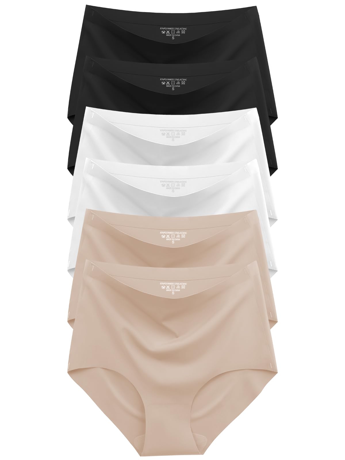 Cuweni Womens Underwear Seamless High Waisted Briefs Silky Stretch No Show Breathable Full Coverage Ladies Panties 6 Pack