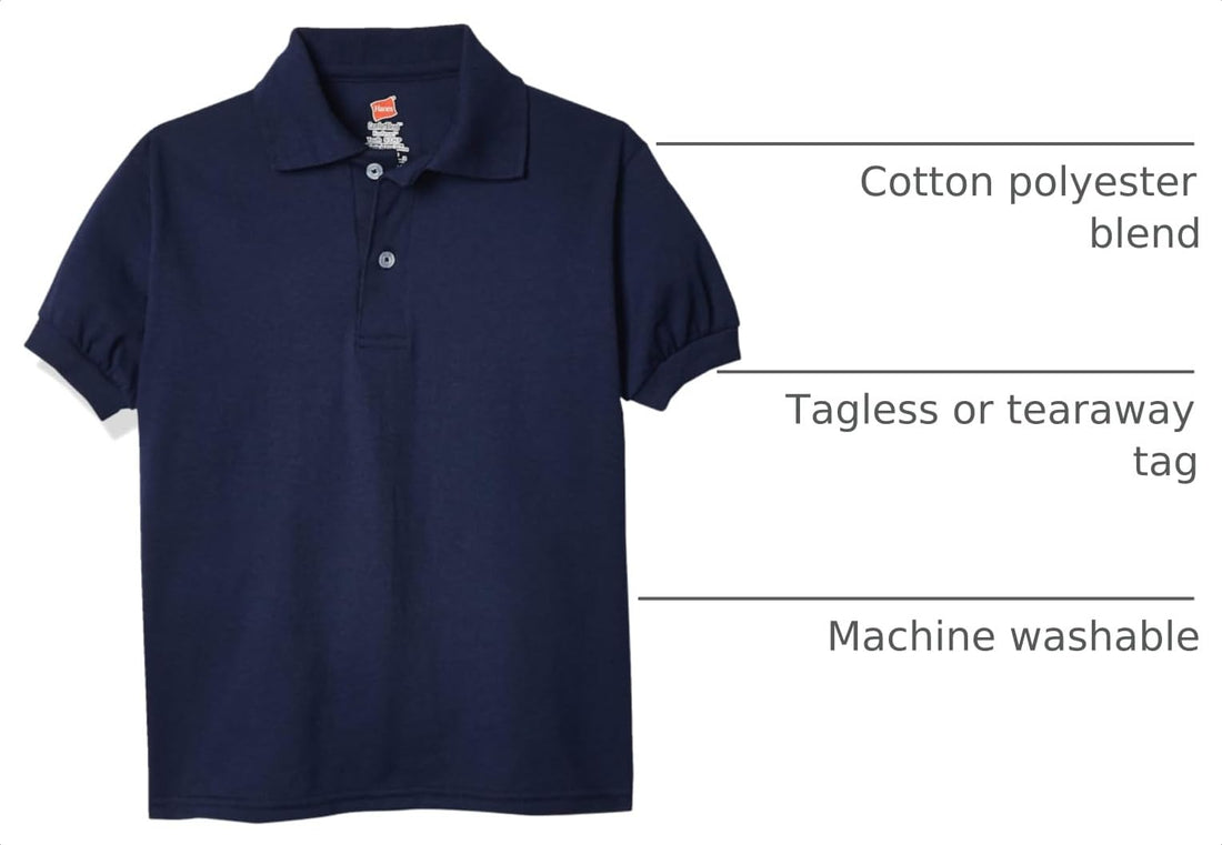 Hanes Boys' Short Sleeve Eco Smart Jersey Polo