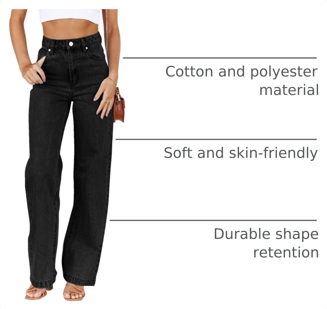 Cicy Bell Women's High Waisted Petite Jeans Boyfriend Baggy Straight Leg Casual Denim Pants with Pockets