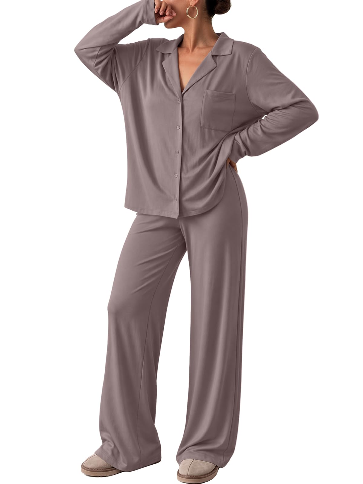 Trendy Queen Women Pajamas Set Sleepwear Fall 2 Piece Soft Lounge Pjs
