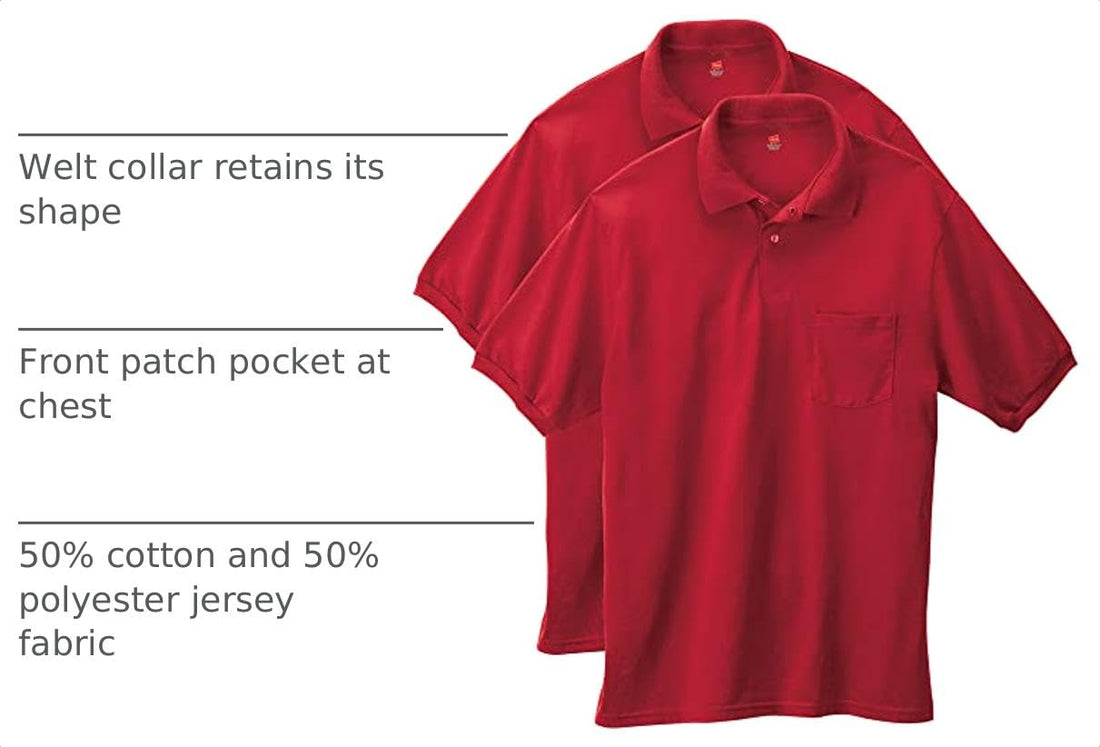 Hanes Men's Short Sleeve Jersey Pocket Polo (Pack of 2)