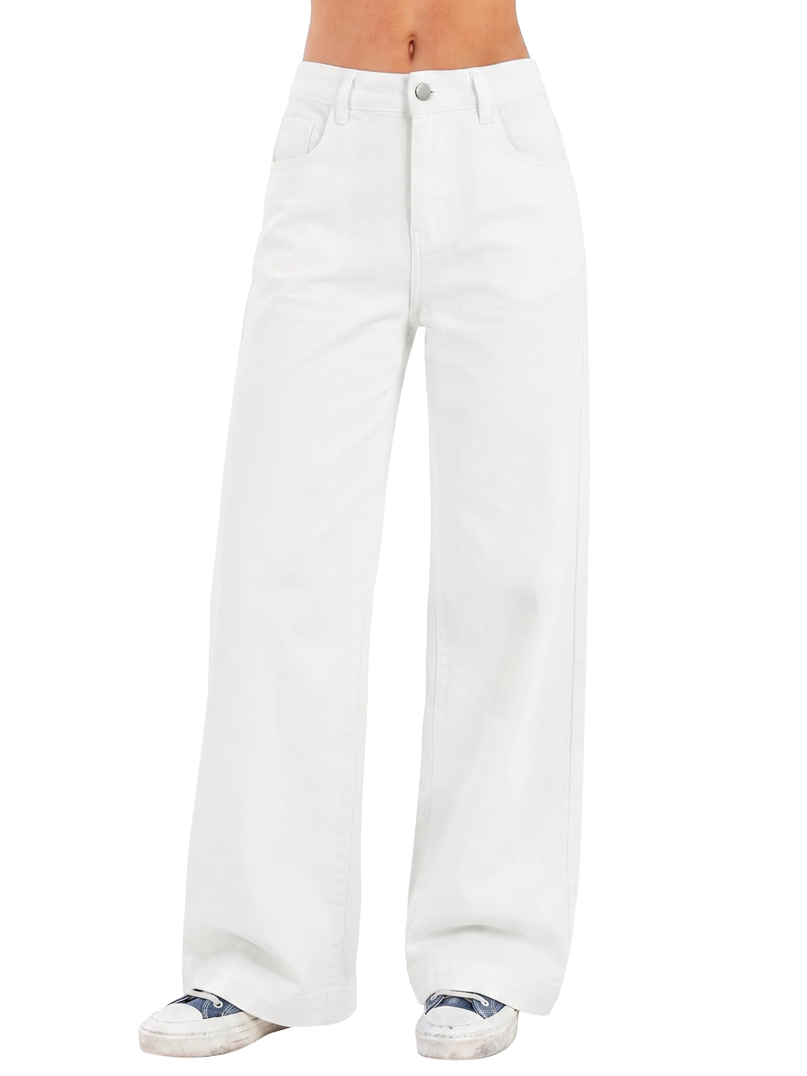 EMMIOL Women's 2026 Wide Leg Jeans Distress High Waist Stretchy Baggy Denim Pants Trousers Clothing