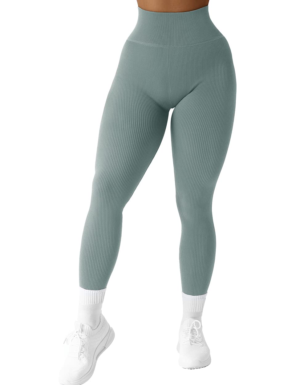 SUUKSESS Women Ribbed Seamless Leggings High Waisted Workout Gym Yoga Pants