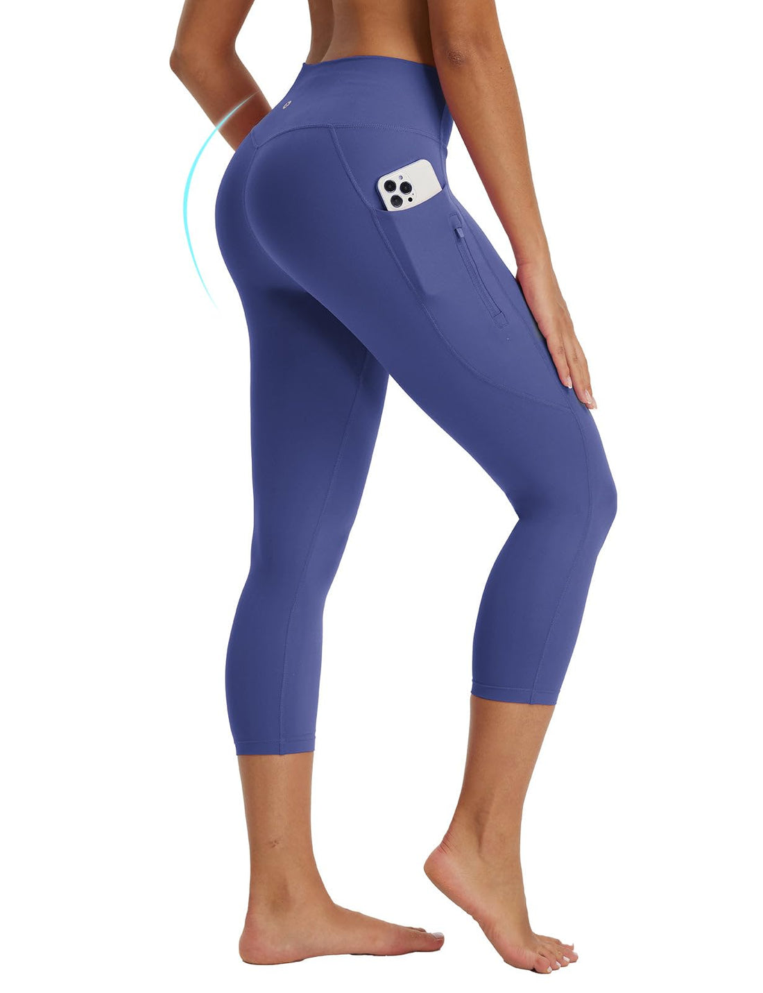baleaf Women's Capri Leggings with 3 Pockets Tummy Control 21" Inseam Workout Capris Yoga Pants