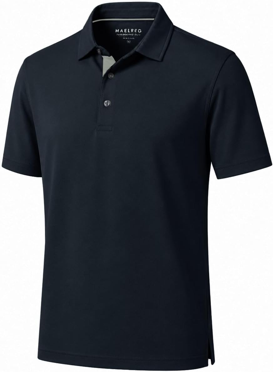 M MAELREG Mens Golf Shirt Short Sleeve Moisture Wicking Slim Fit Performance Casual Roma Knit Golf Polo Shirts for Men
