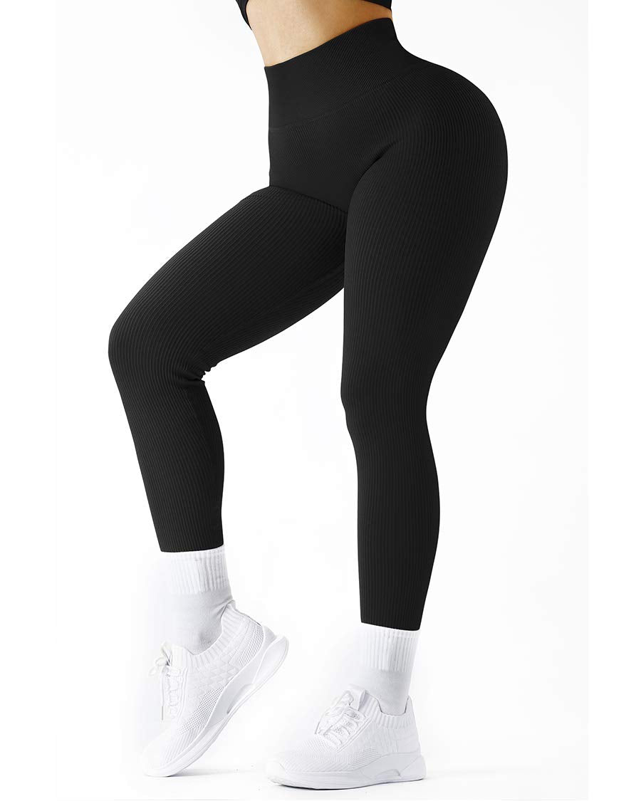 SUUKSESS Women Ribbed Seamless Leggings High Waisted Workout Gym Yoga Pants