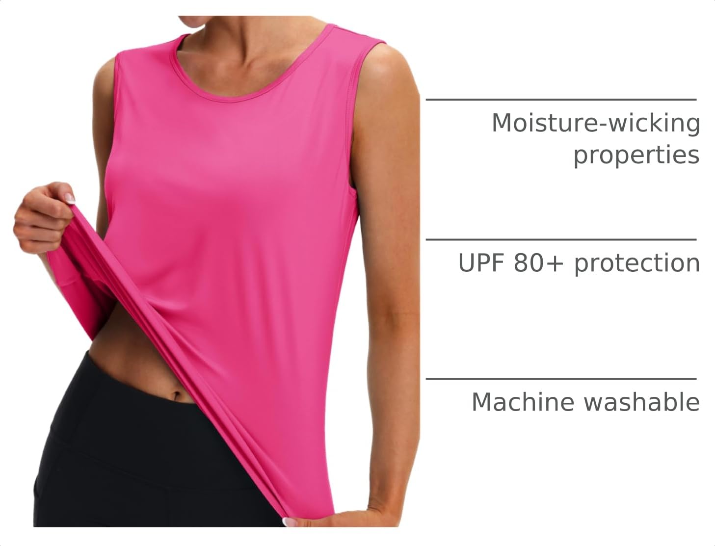 MAGCOMSEN Women's Workout Tank Top Athletic Muscle Sleeveless Crew Neck Shirt UPF 80+ Moisture Wicking Gym Running