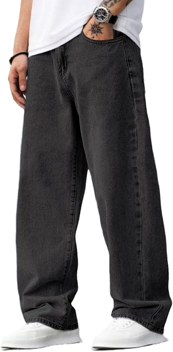 Baggy Jeans for Men Y2K Streetwear Vintage Wide Leg Loose Fit Denim Pants Hip Hop Skater Carpenter Jeans